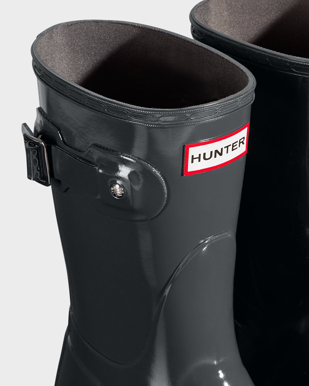 Bottes Courtes de Pluie Hunter Original Gloss Femme Vert Foncé IYLFOMK-23